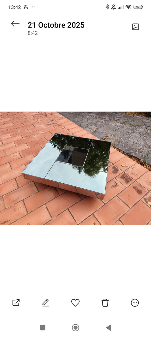 Mesa de centro con espejo vintage Ausendar de los años 70