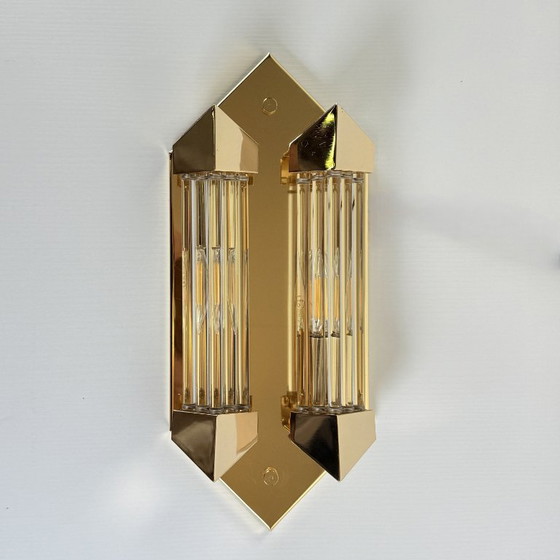Image 1 of Lampada da parete Honsel, oro con cilindri di cristallo