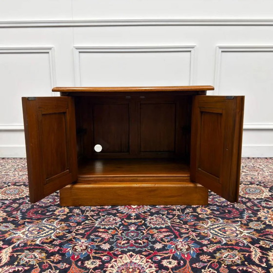 Klassischer englischer Büroschrank Druckertisch, Sideboard, Leder, Holz (Foto 8 von 10)