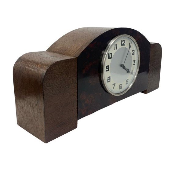 Image 1 of Antiguo reloj de repisa de madera Art Déco, Alemania, década de 1930