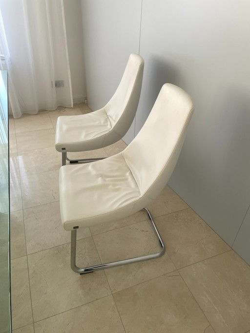 4 x Rolf Benz dining chair STU 690 white/chrome