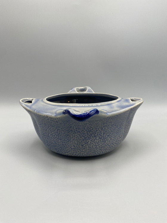 Gevlekte blauwgrijze geglazuurde keramische juskom met kobaltblauwe accenten – Servies, Ceramic (photo 3 of 7)