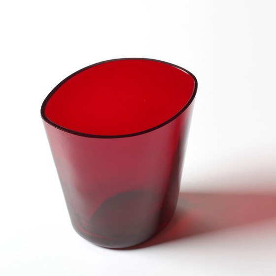 Image 1 of Ruby Red Mid-Century Vase: Vintage Reijmyre Glasbruk, Sweden