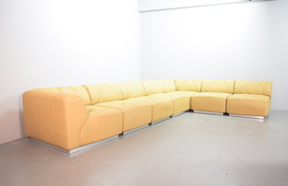 Image 1 of Sandy Leather Modular Walter Knoll Domaine Sofa Designed by Bernd Münzebrock, 7 Elements. Germany, 1970s.