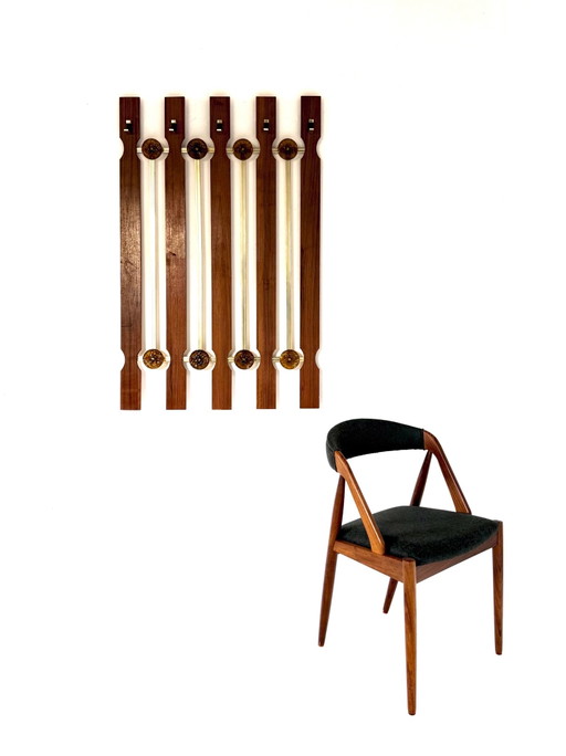 Vintage Teakholz Wandkleiderständer '70er