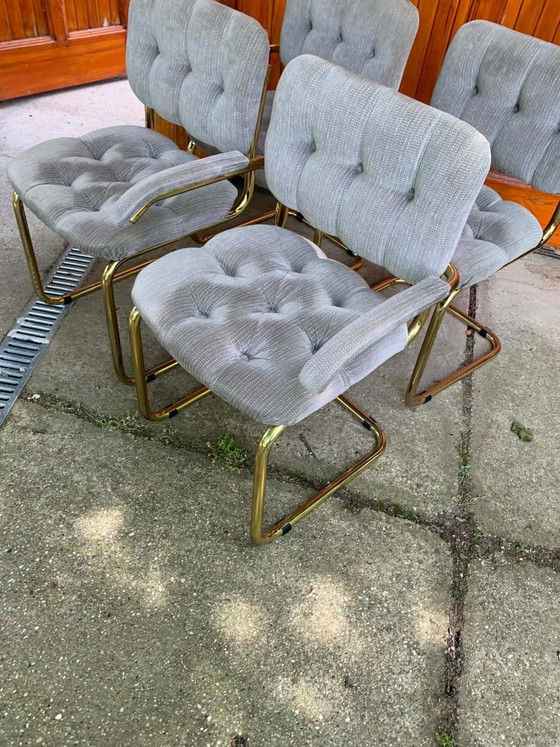 Brass Velvet Dining Set: Modern Glass Table, Tufted Chairs, Luxury Home Decor (photo 7 of 9)