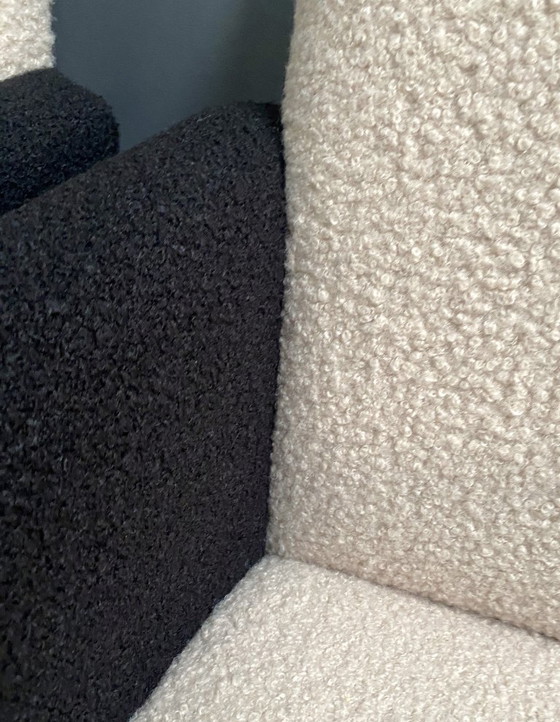 Image 1 of set black and White boucle lounge chairs 1960s