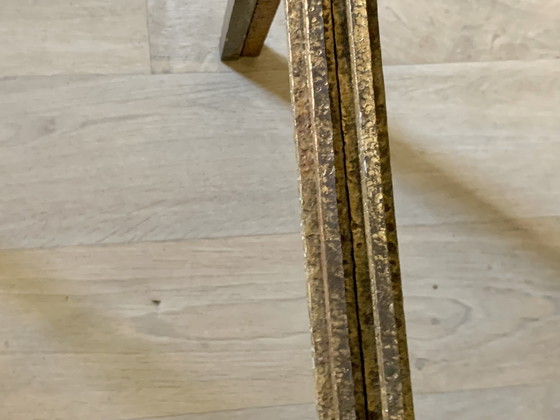 Duo di Basi per Tavolo Robert Thibier - Ferro Battuto Foglia d'Oro - Anni '60 – Tavolini, Iron, Gold (photo 5 of 15)