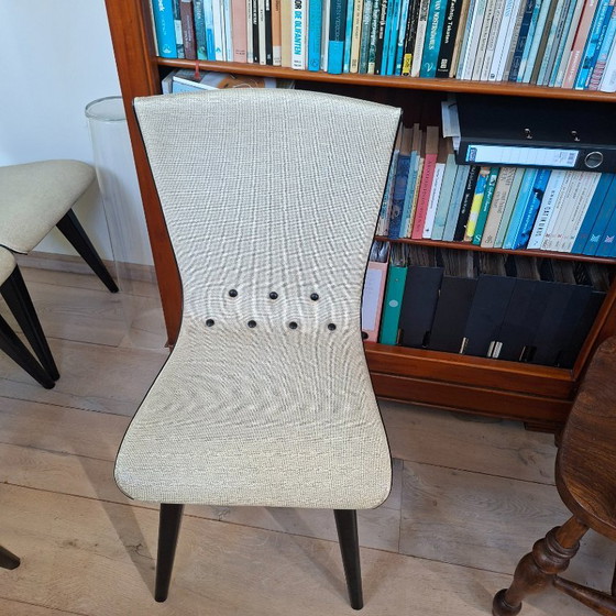 Mid Century Swing Chair Van Os Culemborg – Eetkamerstoelen, Textile, Wood (photo 6 of 6)