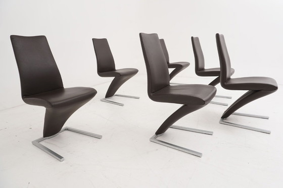 Image 1 of Sedie in pelle marrone Rolf Benz 7800 da 6 pezzi