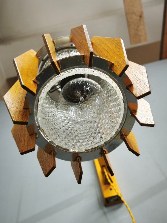 Pair of Dřevo Humpolec Adjustable Swing Arm Wall Lamps, 1960s, Wall lights, Wood, Brown (photo 8 of 16)