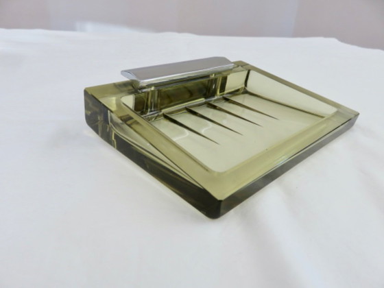 Image 1 of Wall-mounted soap dish in Murano glass and chrome-plated brass, Italy, 1970s