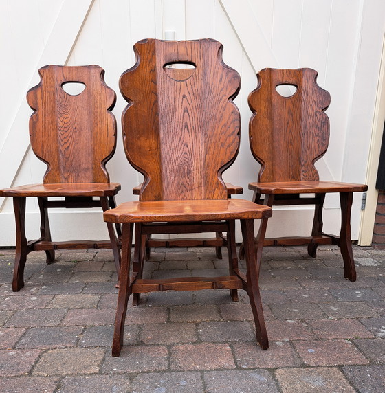 Image 1 of 4x Sedie brutaliste in rovere.