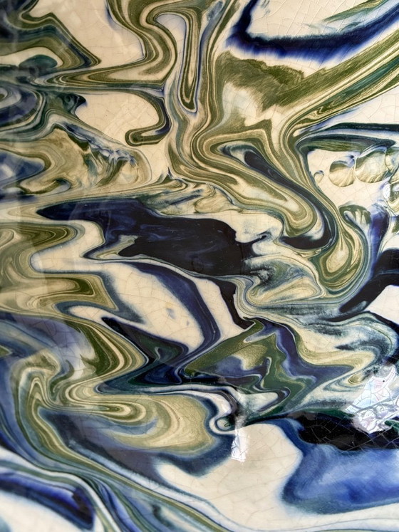 Image 1 of Terracotta salad bowl with a marbled effect