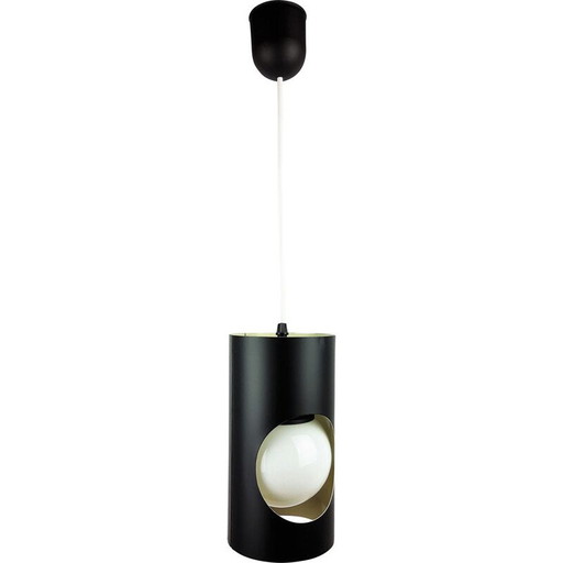 Lampada a sospensione vintage in metallo nero, 1960