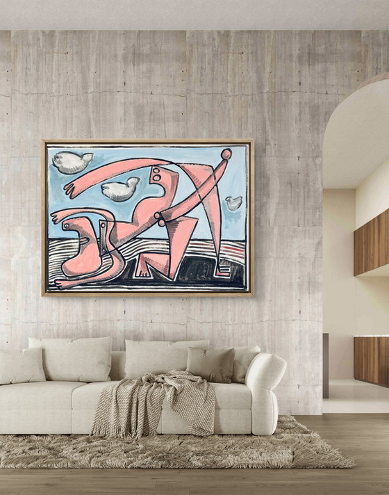 Image 1 of Gundi Falk (1966) Dance of the Lovers - Large Cubist painting on canvas