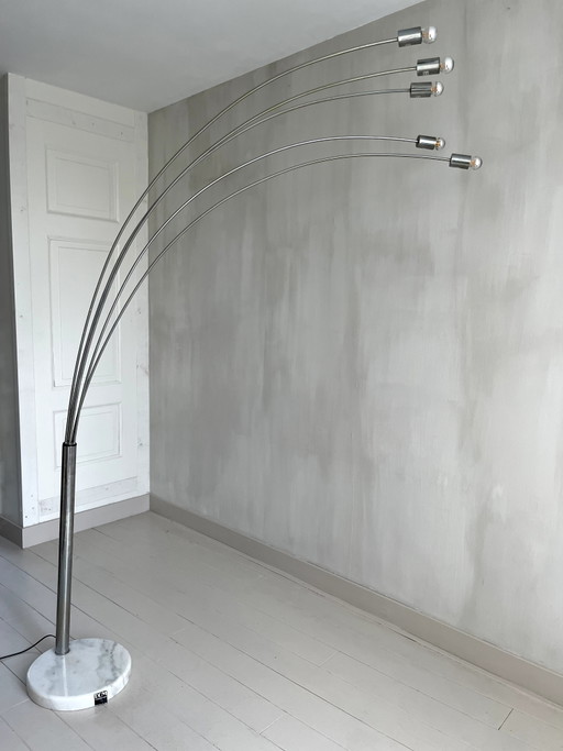 Lámpara de arco vintage DOM Christian Koban de 5 brazos – Mármol de Carrara