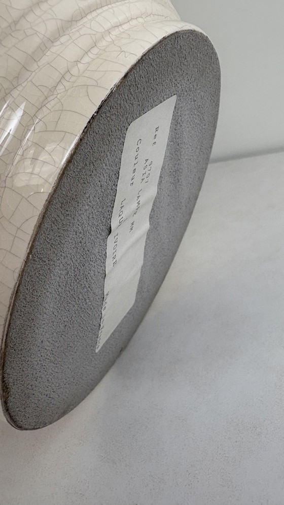 Image 1 of Vintage beige French design ceramic large table lamp Kostka Japandi style