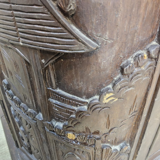 Vintage Teak Houten Thaise / Aziatische Barkkast / Drankkast / Bohemian Toog / Barmeubel (Houtsnijwerk) (photo 14 of 15)