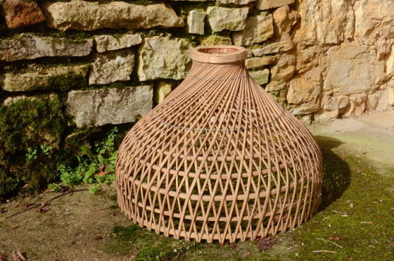 Grande suspension en rotin, fabrication artisanale, 55x40cm – Metal, Rattan (photo 4 of 8)
