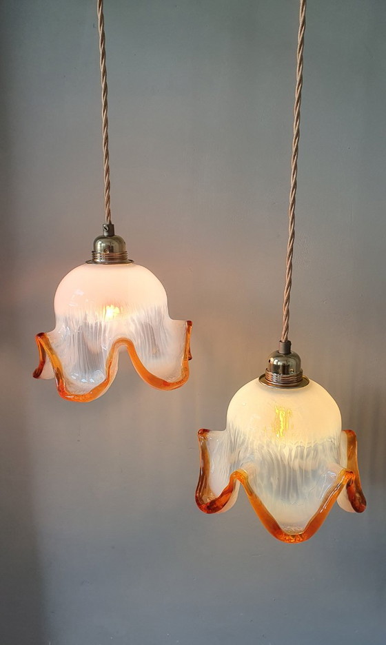 Set of 2 Vintage Murano Pendant lamps - Italy - Mid Century – Metal, Murano Glass (photo 21 of 21)