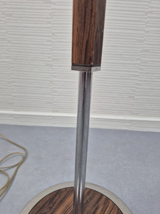 Lampadaire vintage Herda. Lampe sur pied années 60, 70. – Chrome, Textile (photo 4 of 15)