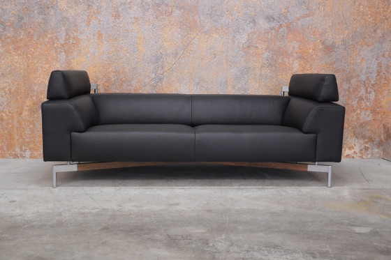 Newly Upholstered Black Leather Leolux Howlo Design Sofa – 3-5 seaters (photo 3 of 12)