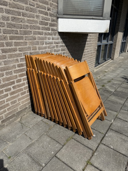 Partij Van 14x Vintage Plywood Klapstoel ‘70