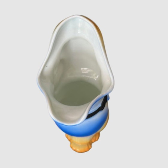 Image 1 of Brocca Art Déco blu-gialla a forma di cane – Brocca Mosa Maastricht – Vaso-Brocca in ceramica olandese degli anni '20