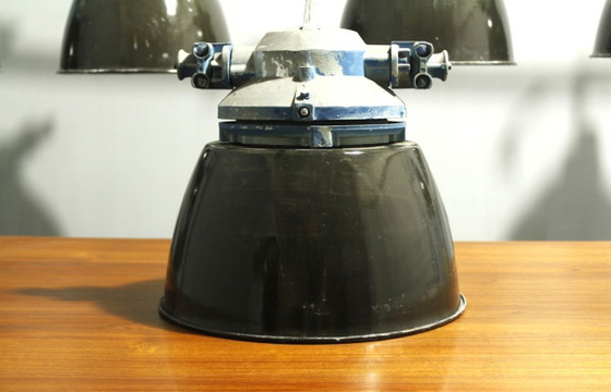 Set of 13, Industrial Lighting Fixtures, Bohemia, 1970s – Ceiling lights, Glass, Metal (photo 6 of 7)