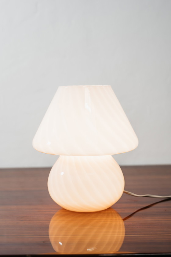 Image 1 of Pair of Murano Mushroom Rose Table Lamps, 1970s Design, Pink Shade
