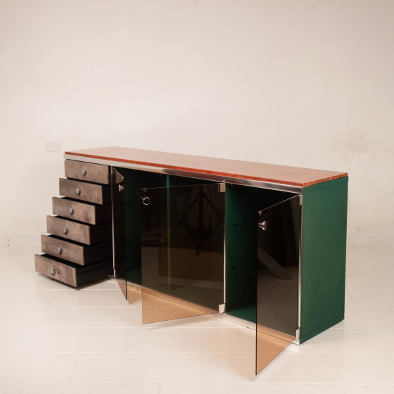 Credenza Astro in marmo e pelle di Guido Faleschini per i4 Mariani 1979 – Credenze, Marble, Glass (photo 8 of 20)