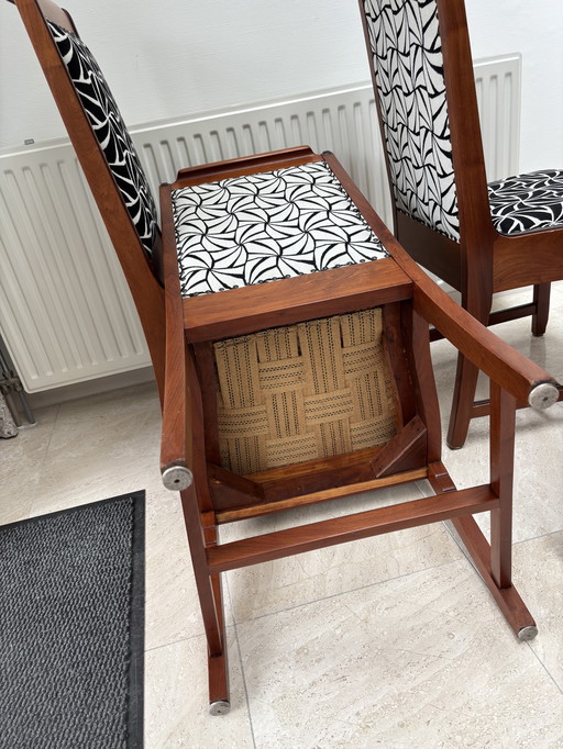 4x chaises de salle à manger des années 1930, remises à neuf