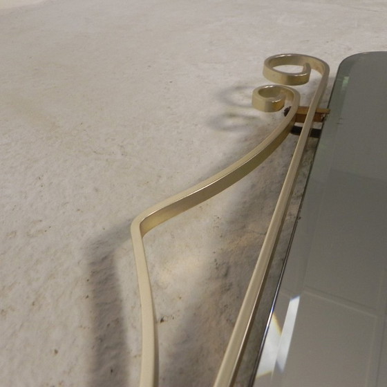 Image 1 of Vintage geslepen spiegel in aluminium frame, jaren 50