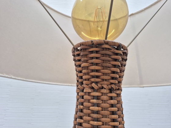 Vintage Staande Lamp Rotan. Vloerlamp Riet. – Vloerlampen, Wicker, Textile (photo 4 of 15)