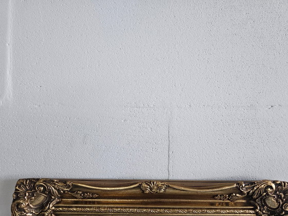 Miroir mural 'Golden' style Baroque Rococo à facettes (style Hollywood Regency), Verre, Doré (photo 6 sur 7)