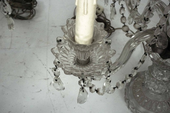 Image 1 of Maria Theresa Crystal Candelabra Table Lamps. Set of two. Italy 1940s