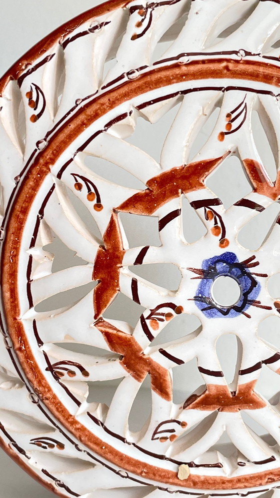 Image 1 of Kunsthandwerkliche Wandleuchte Terrakotta Zentrum Blau