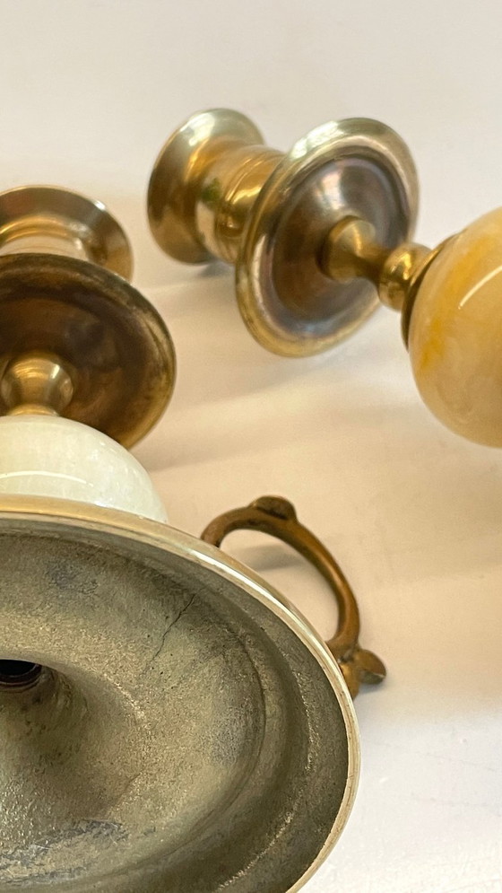 Image 1 of Candelieri vintage in onice, marmo e ottone