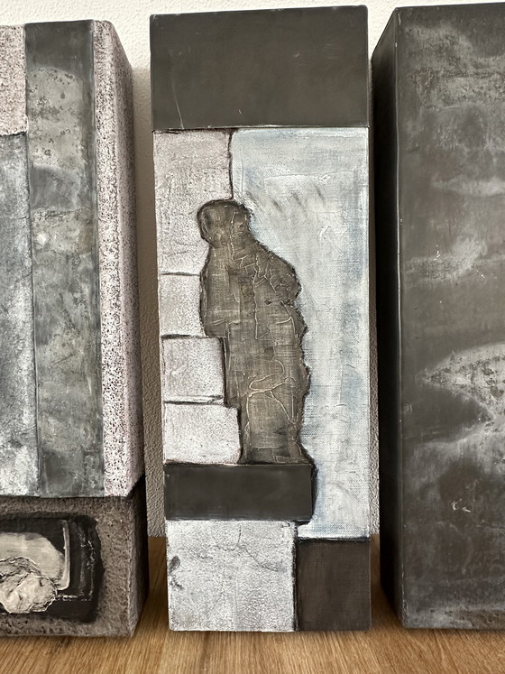 Image 1 of Ageeth Leemkuil – Industrial Mixed Media Triptych – Galerie Stijl