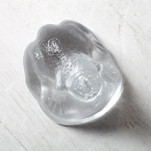 Estatuilla de rana de cristal escandinavo / Figura vintage / Escultura pisapapeles / Suecia / Década de 1970
