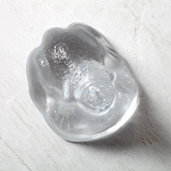 Image 1 of Scandinavisch kristallen glazen kunst kikkerbeeldje / Vintage beeldje / Briefgewicht sculptuur / Zweden / jaren 70