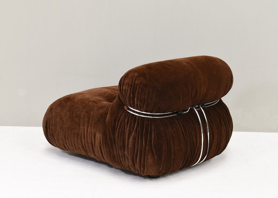 Image 1 of Silla Soriana en mohair marrón chocolate original de Tobia Scarpa para Cassina, Italia, circa 1960