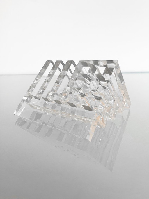 Organisateur de bureau vintage Guzzini en acrylique avec porte-stylo et pot à crayons