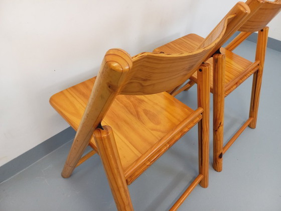 Image 1 of Pair of vintage folding pine chairs from the 70s/80s