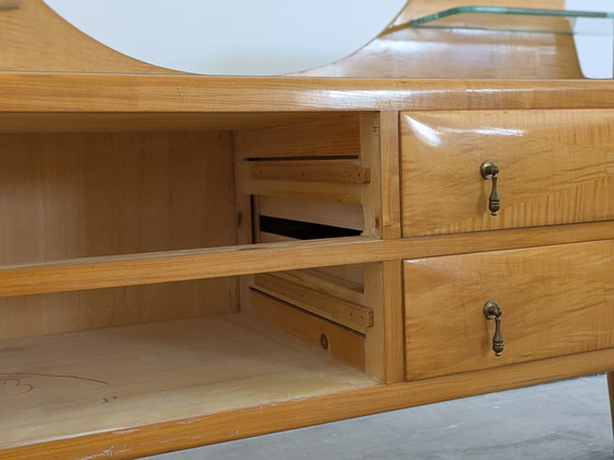 Image 1 of Años 50 - Madera, latón, vidrio - Cómoda y mesilla de noche