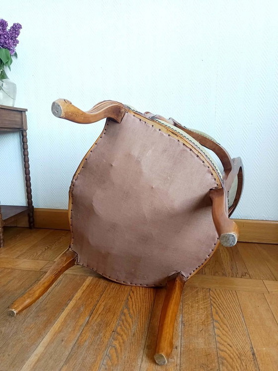 Image 1 of Louis XV groene cabriolet fauteuil