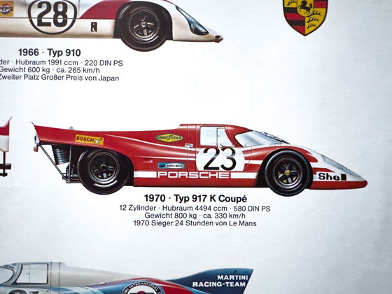 Image 1 of 🏁 Voitures de course Porsche 1953–1974 – 1974 – Affiche originale de Ken Rush | 102 × 76 cm | Allemagne