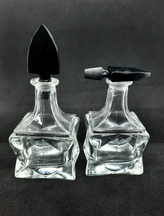 Image 1 of Juego de vinagreras Art Déco de lujo de 6 piezas: pimienta, sal, vinagre, aceite y mostaza