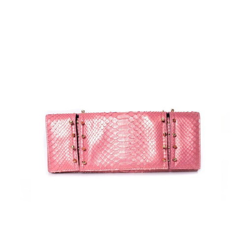 Maison du Posh, Pochette con teschio perforato in pitone rosa